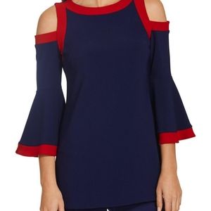 Boston Proper NWT colorblock cold shoulder top